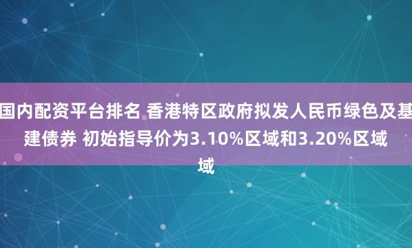 国内配资平台排名 香港特区政府拟发人民币绿色及基建债券 初始指导价为3.10%区域和3.20%区域