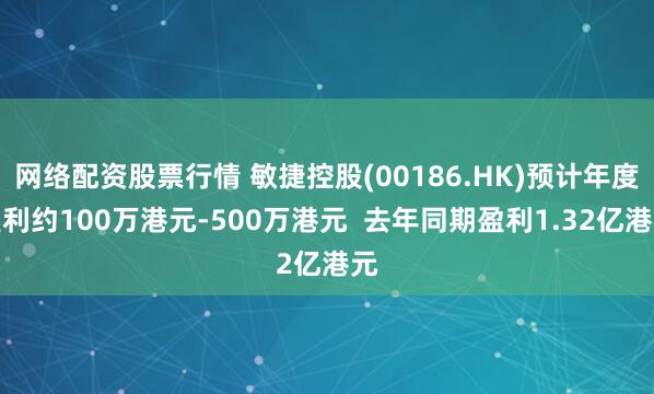网络配资股票行情 敏捷控股(00186.HK)预计年度盈利约100万港元-500万港元  去年同期盈利1.32亿港元