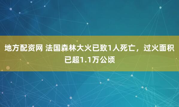 地方配资网 法国森林大火已致1人死亡，过火面积已超1.1万公顷